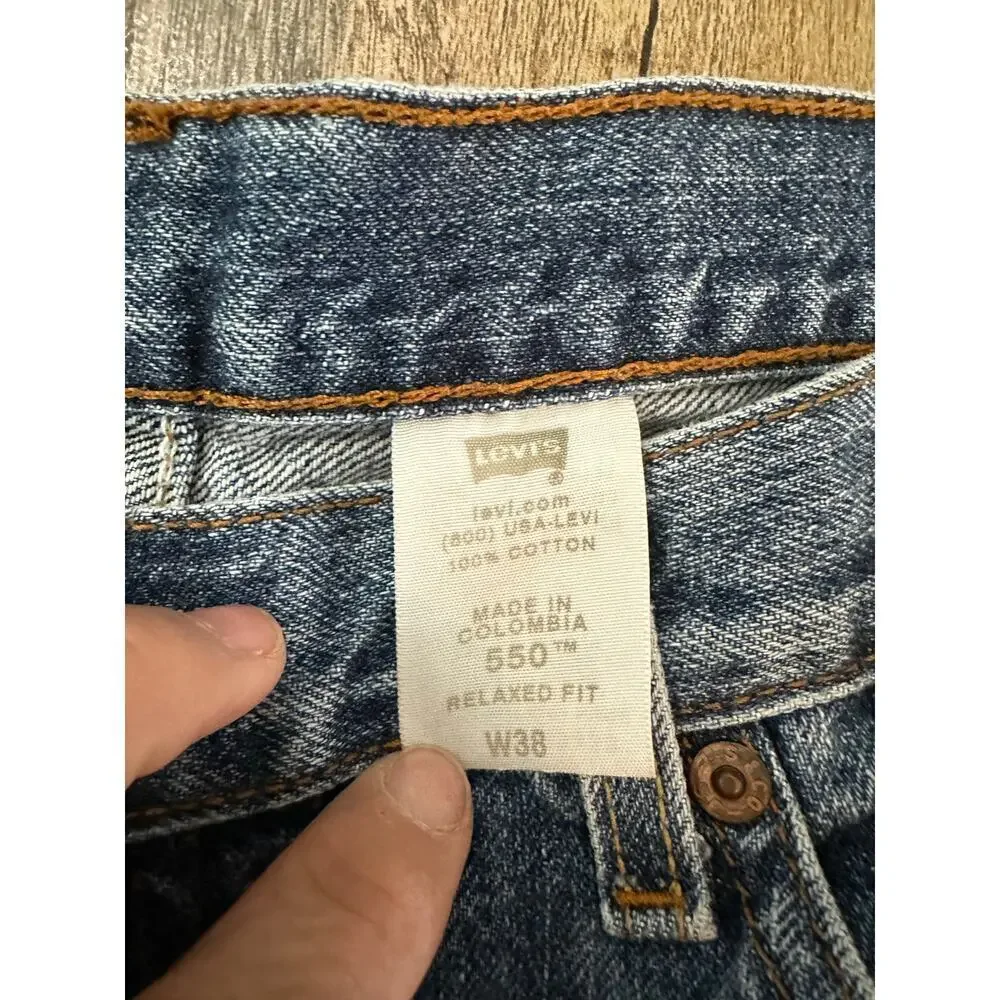 Vintage Levi's 550 Men’s Denim Relaxed Baggy Jean Shorts Size 38 Jorts 200s y2k